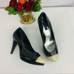 WHBM | Oxford Heels | Blk & Cream | 10